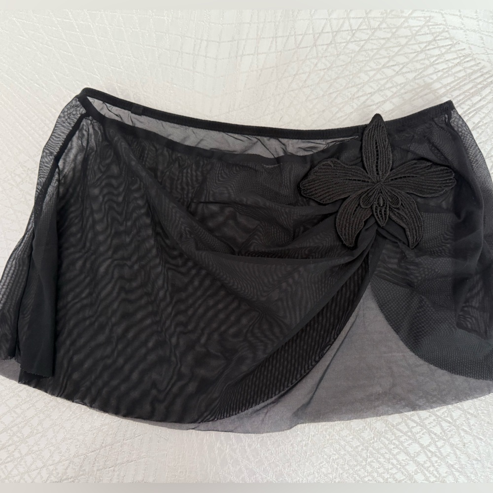 Black Sheer Skirt with Floral Detail